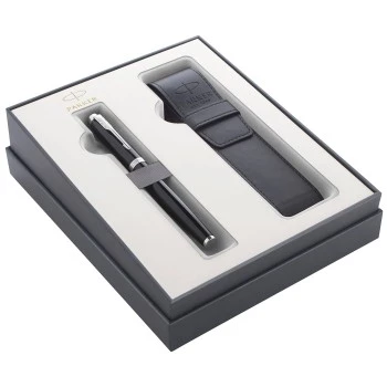 Набор Parker 2020: ручка перьевая Parker IM Core F321, Black CT (Перо M) + чехол для ручки
